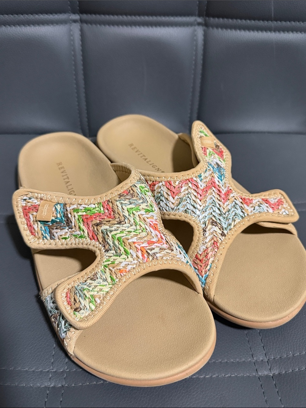 Revitalign Orthotic Adjustable Raffia Sandals - Kholo Capri Size 7B